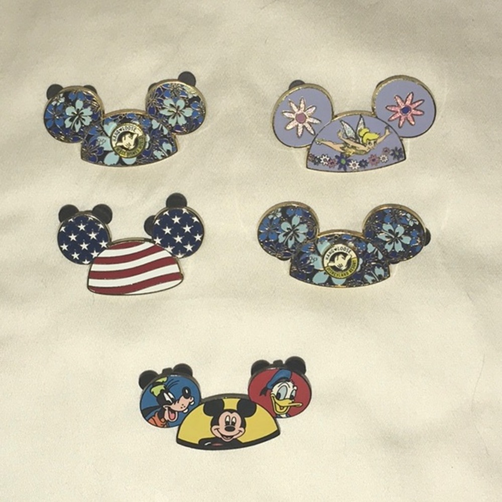 Sold    Disney pin Mickey ears 5 piece set